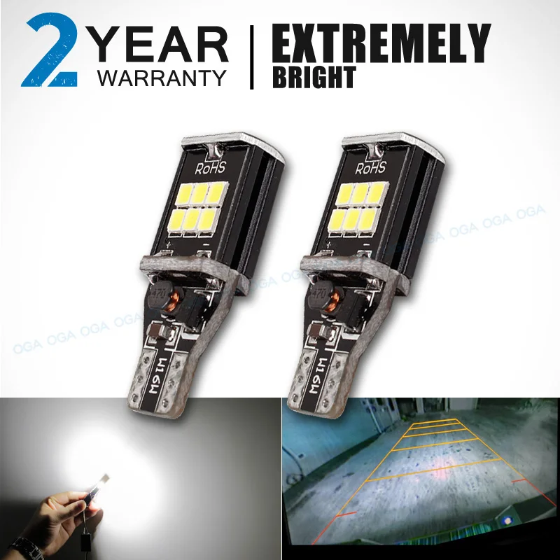Best Price OGA 2 PCS Extremely Bright High Power Canbus SMD2835 912 921 T15 W16W Car LED Backup Reverse Light Bulb