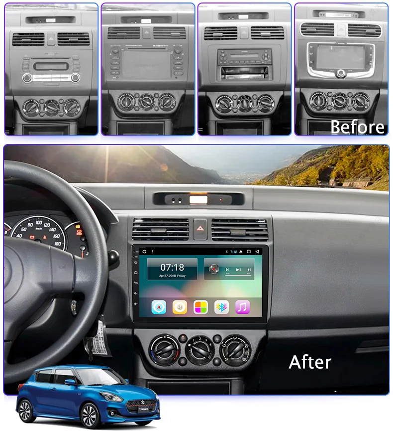 Best Ectwodvd Android 8.1 Car DVD Player GPS Navigation For Suzuki Swift 2004 2005 2006 2007 2008 2009 2010 Car Radio Stereo 3