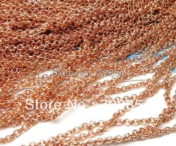 

free shipping!!! wholesale 100meter/lot 2.0mm Rose Gold handmade DIY jewelry chain