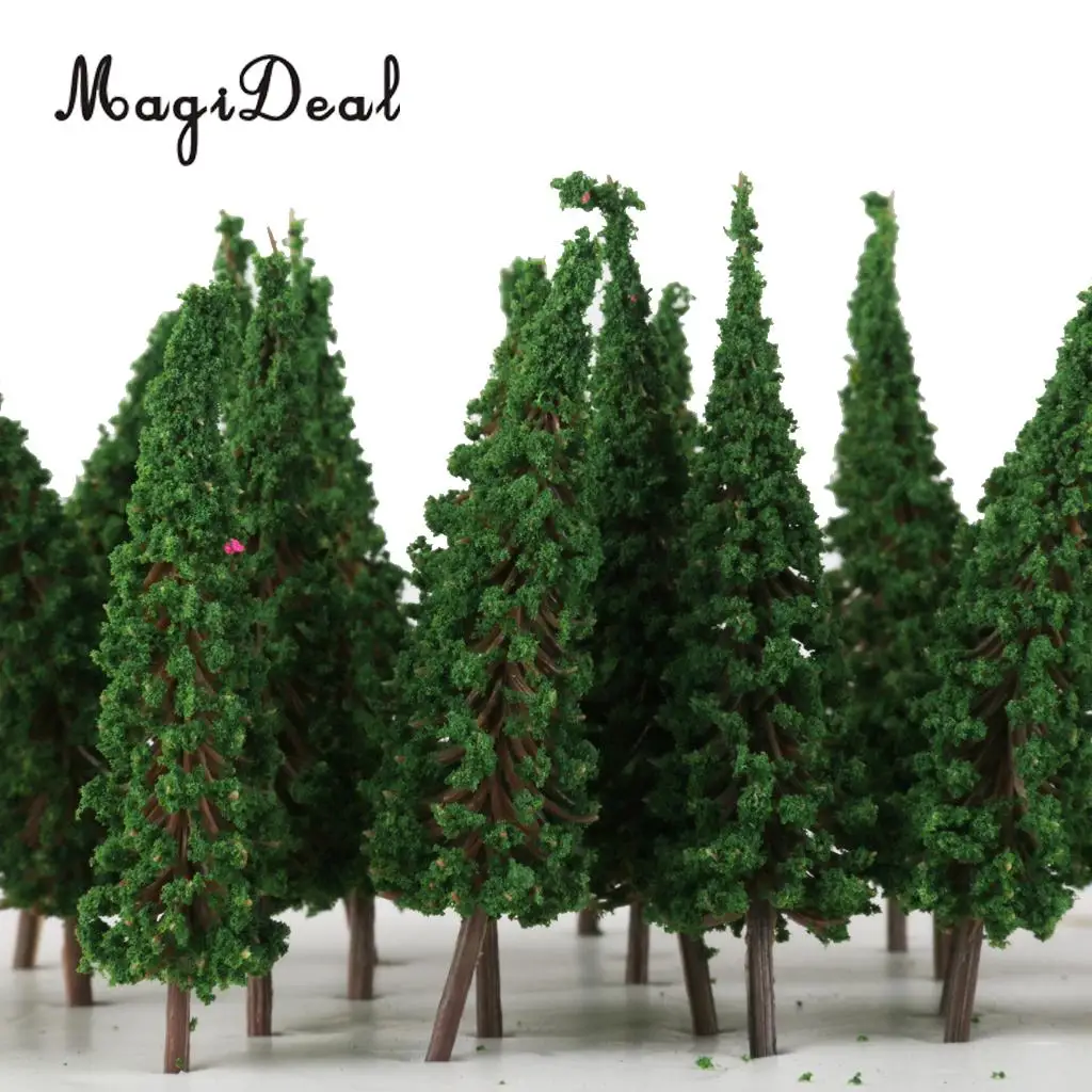 MagiDeal High Simulation 50Pcs/Lot 1/100 Scale Pagoda Trees Model Train Railroad Scenery for House Garden Park Greenery Decor