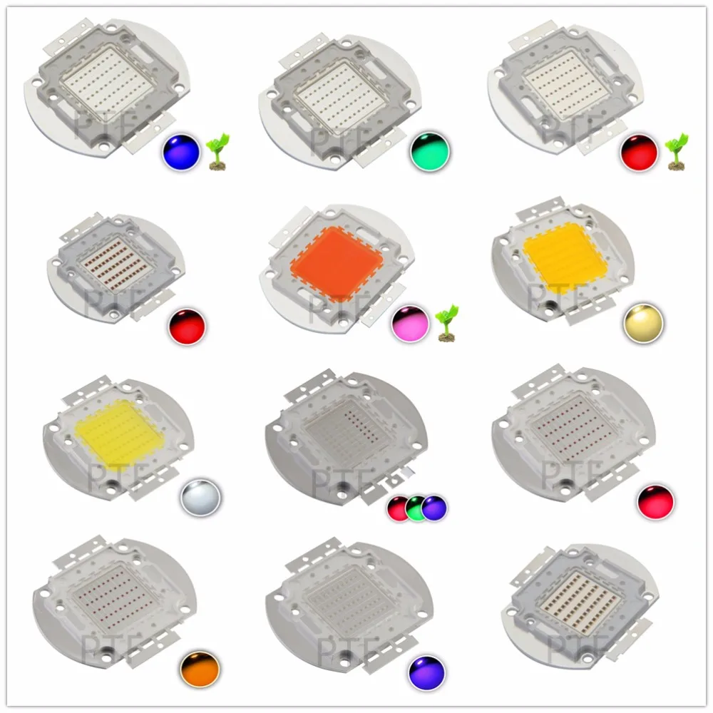 50W Chip High Power LED  Natural Cool Warm White Red Blue Green UV RGB IR Full Spectrum Grow Light 50 W LED for Floodlight