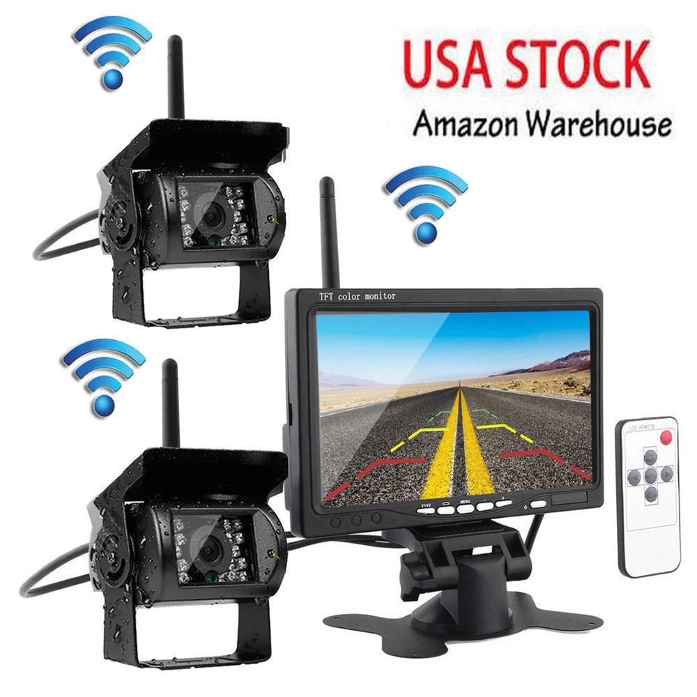 Podofo Wireless Dual Backup Car Rearview font b Camera b font Parking Assistance System Waterproof IR