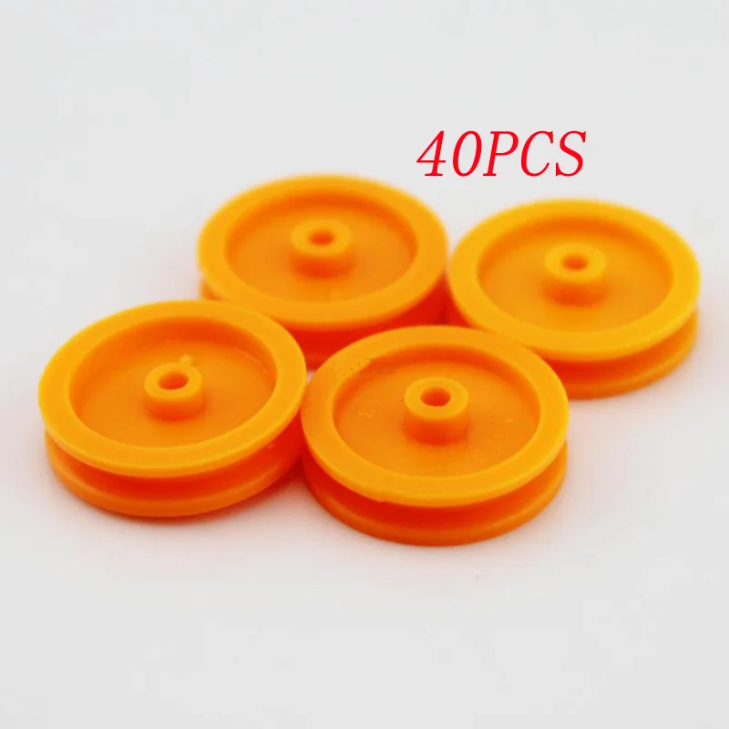 Lot of 5 Small Orange 17mm Pulley's 