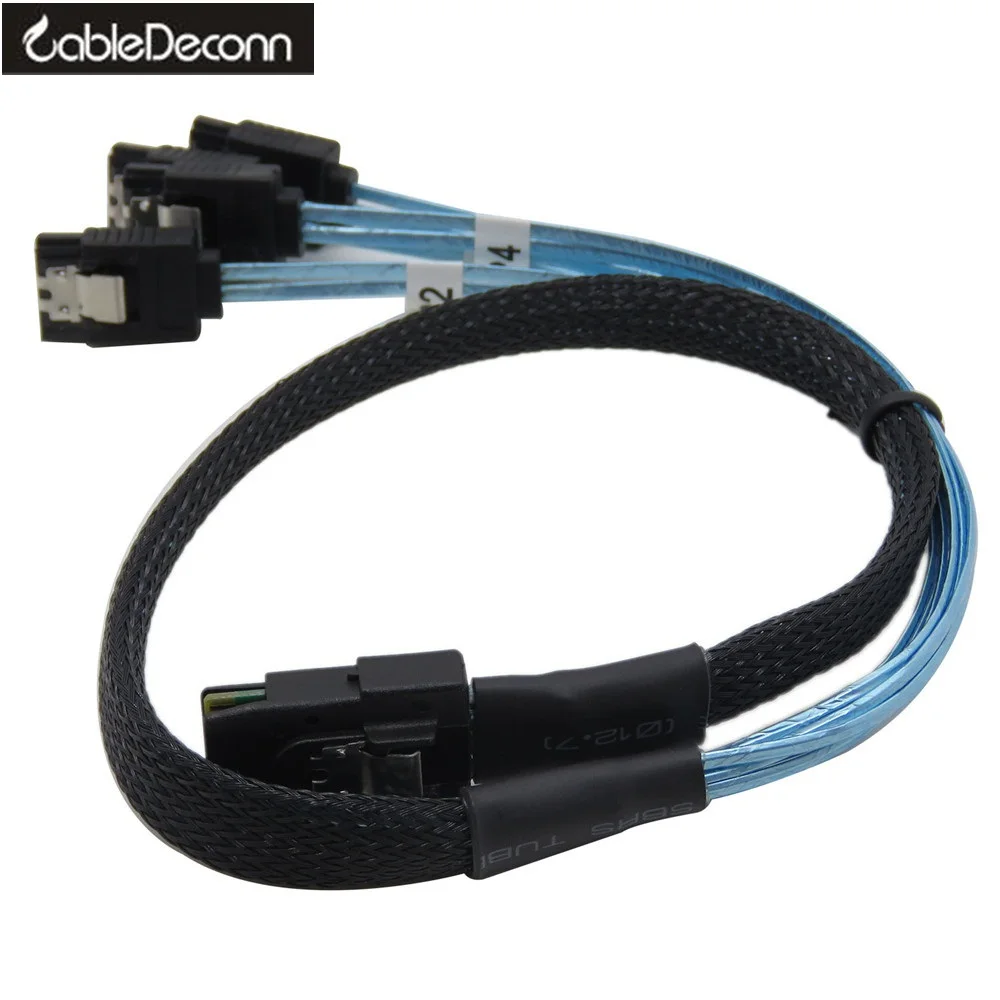 

SFF-8087 Mini SAS 4i 36P The reverse to 4SATA 7P black Cable 50CM