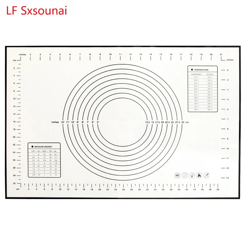LF Sxsounai 60*40CM Silicone Baking Mat Pizza Dough Maker Pastry Kitchen Gadgets Cooking Tools Utensils Bakeware Kneading tool