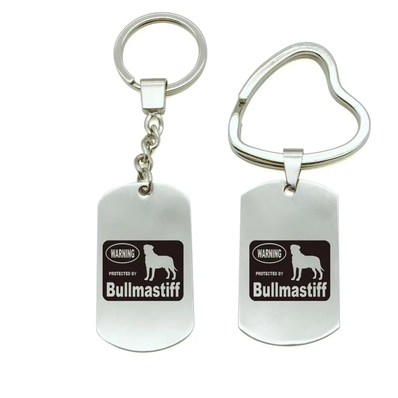 

Personality Protected By Bullmastiff Keychain Metal Keychain Key Ring Bag Couple Keychain Car Keyring Gift men Women C5-1929