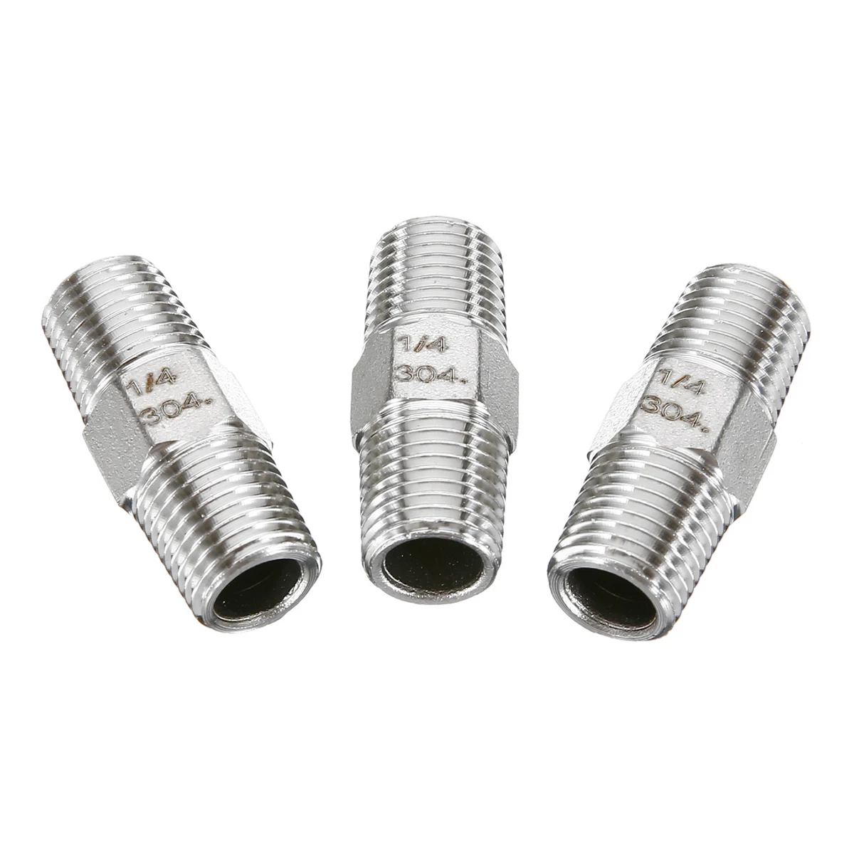 3pcs 304 1/4" BSP Air Line Hose Compressor Fittings Double Outer Tooth Male Connectors Coupler For Hardware Tools Mayitr