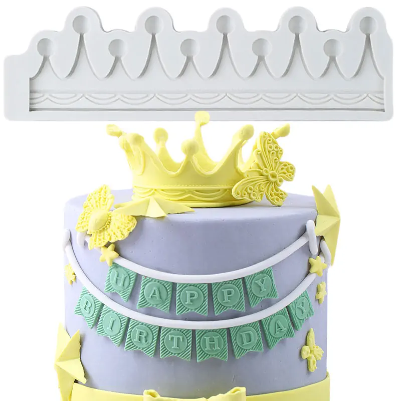 

3D Crown Cupcake Topper Silicone Mold Baby Birthday Fondant Wedding Cake Decorating Tools Candy Clay Chocolate Gumpaste Moulds