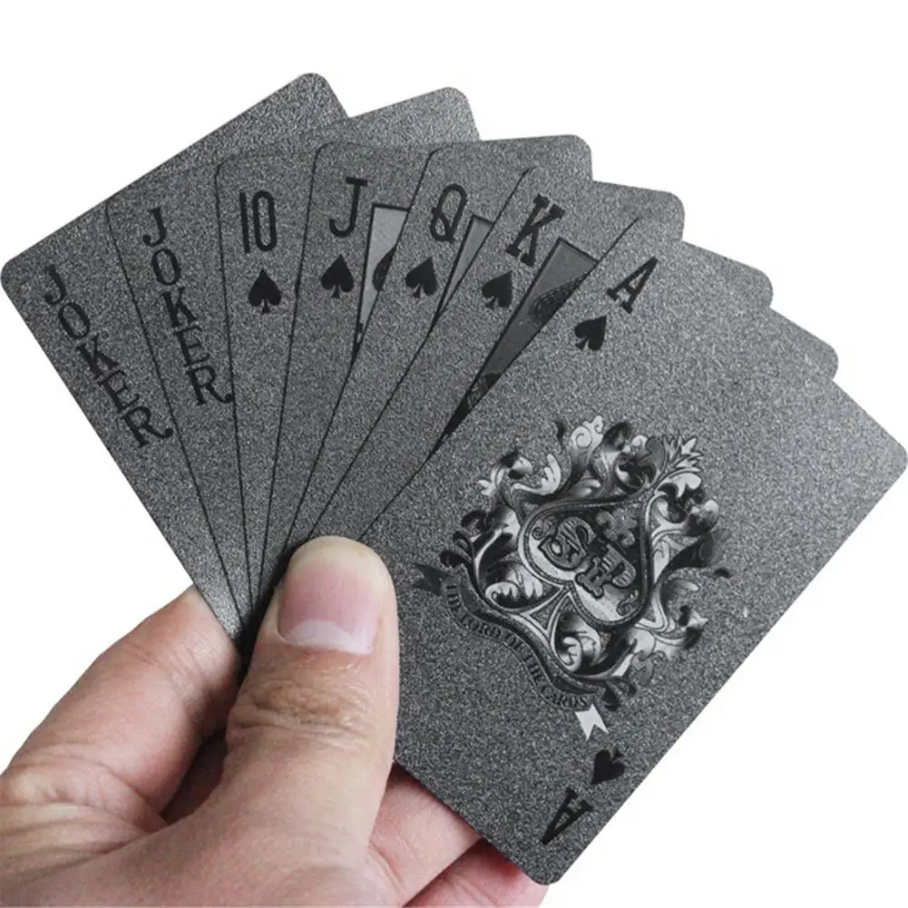 Waterproof Plastic Playing Cards Black Diamond Poker Cards Set Table Games LI 