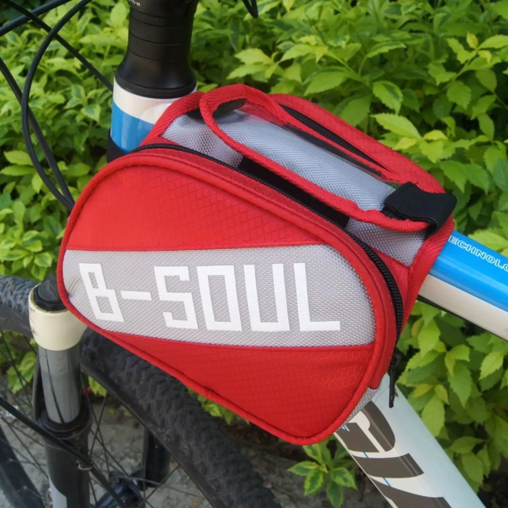 B-SOUL велосипедная сумка с сенсорным экраном и передней рамкой, двойной чехол для мобильного телефона, Аксессуары для велосипеда MTB, сумка для езды на велосипеде