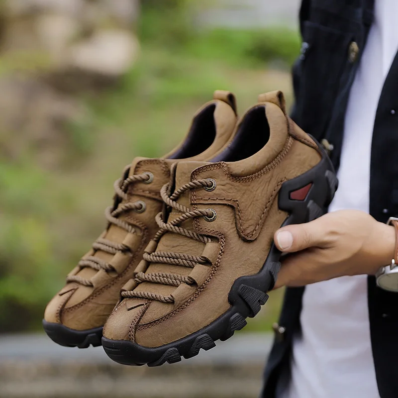 

HOMASS Men's Tactical Boots Genuine Leather Men Outdoor Shoes Breathable Sneakers Mountain Hiking Shoes Men Hunting Boots