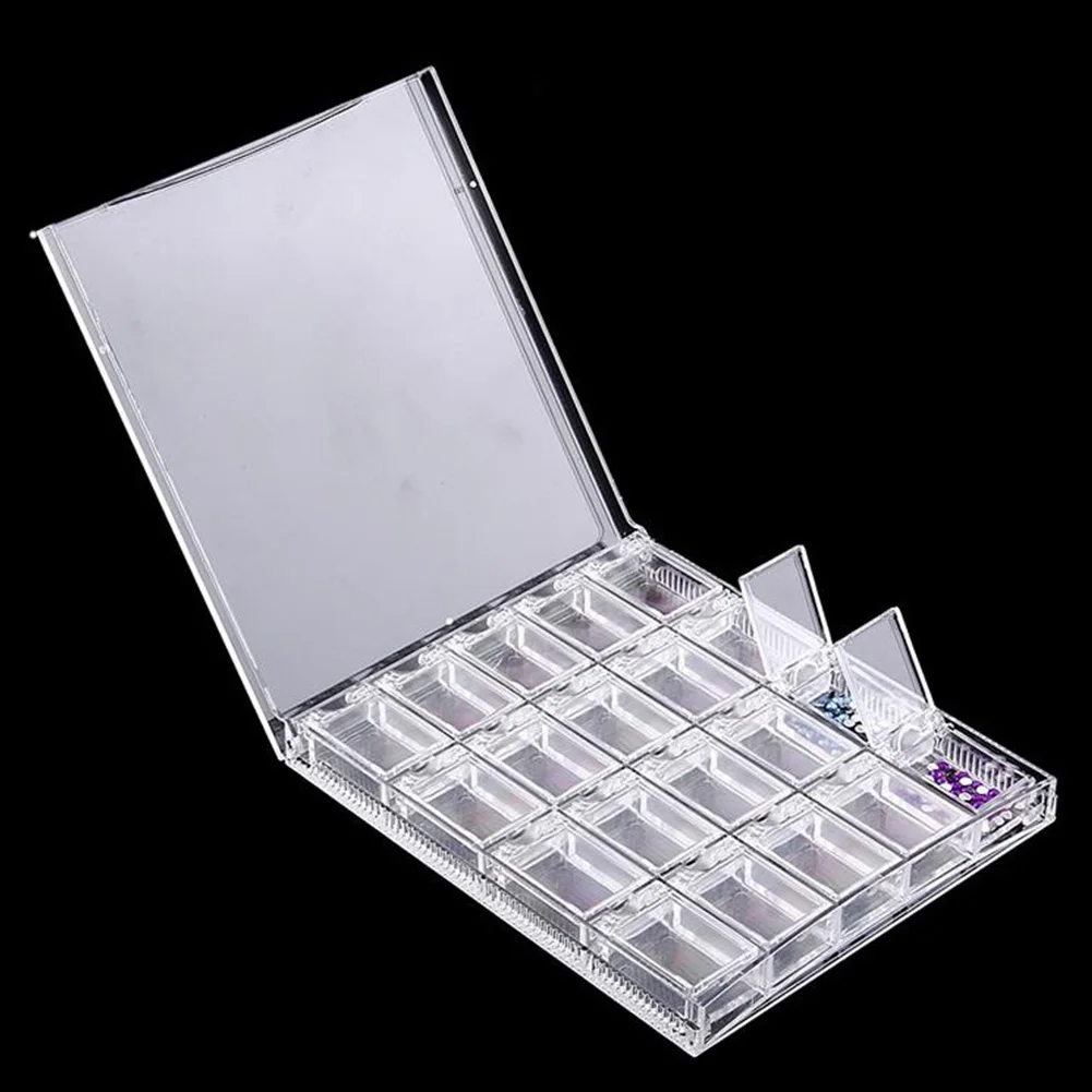 

20 Grids Storage Case Practical Organizer Compartment Nail Art Portable Makeup Mini Acrylic Holder Jewelry Display Transparent