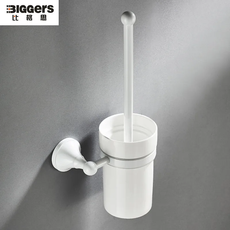 

Free shipping Europe style white color copper bathroom accessories wall mounted toilet brush holder with ceramic cup holder