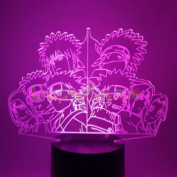 

Naruto Team Night light 7 color chaning Home Decor Naruto Team Kakashi Minato Sasuke Obito Table Lamp 3D Visual Night Light 3D45