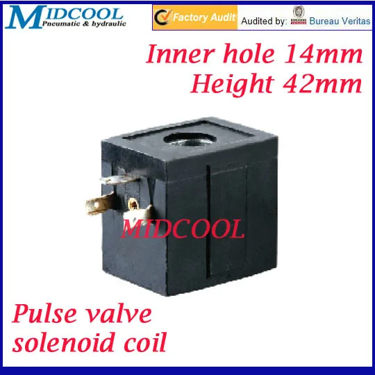 

pneumatic pulse valve solenoid coil 24V DC connector plug DIN43650A inner hole diameter 14mm high 42mm