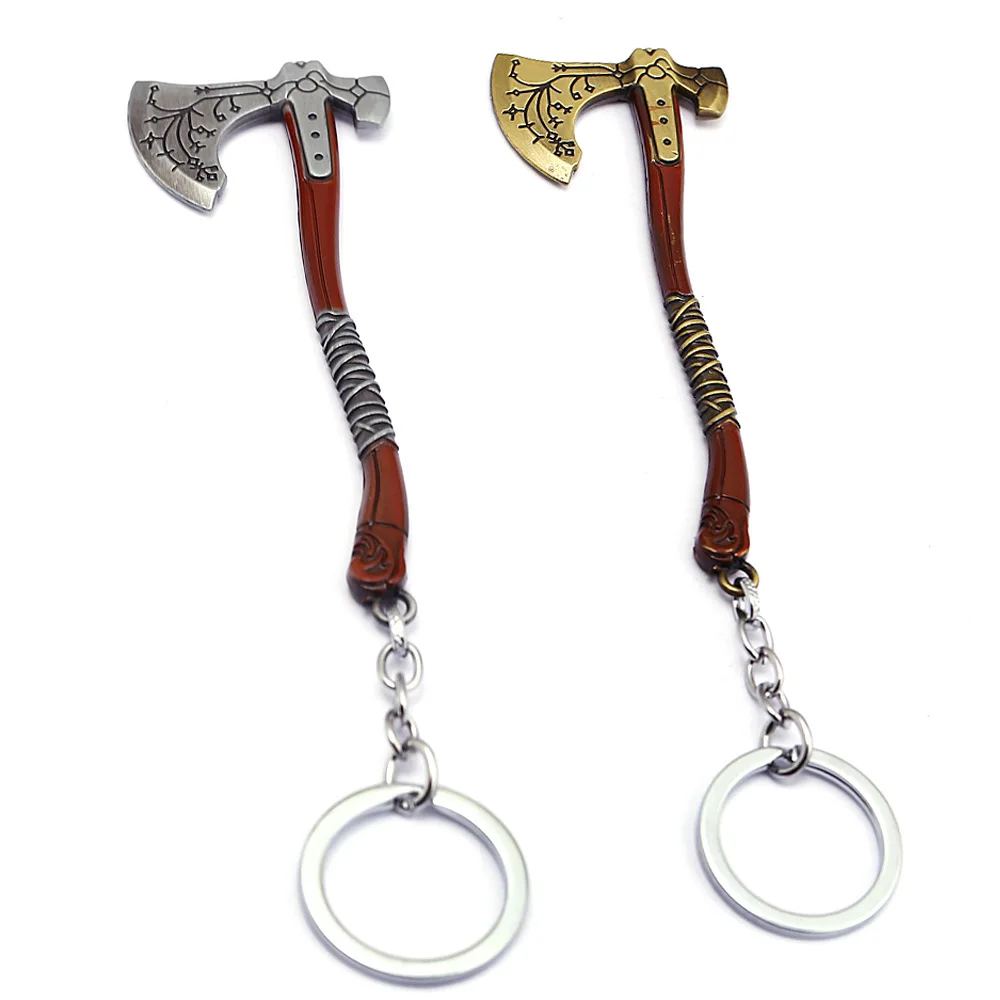 Exquisite Carved God of War 4 Kratos Keychain Alloy Shield Leviathan Ice Axe Metal Keychain