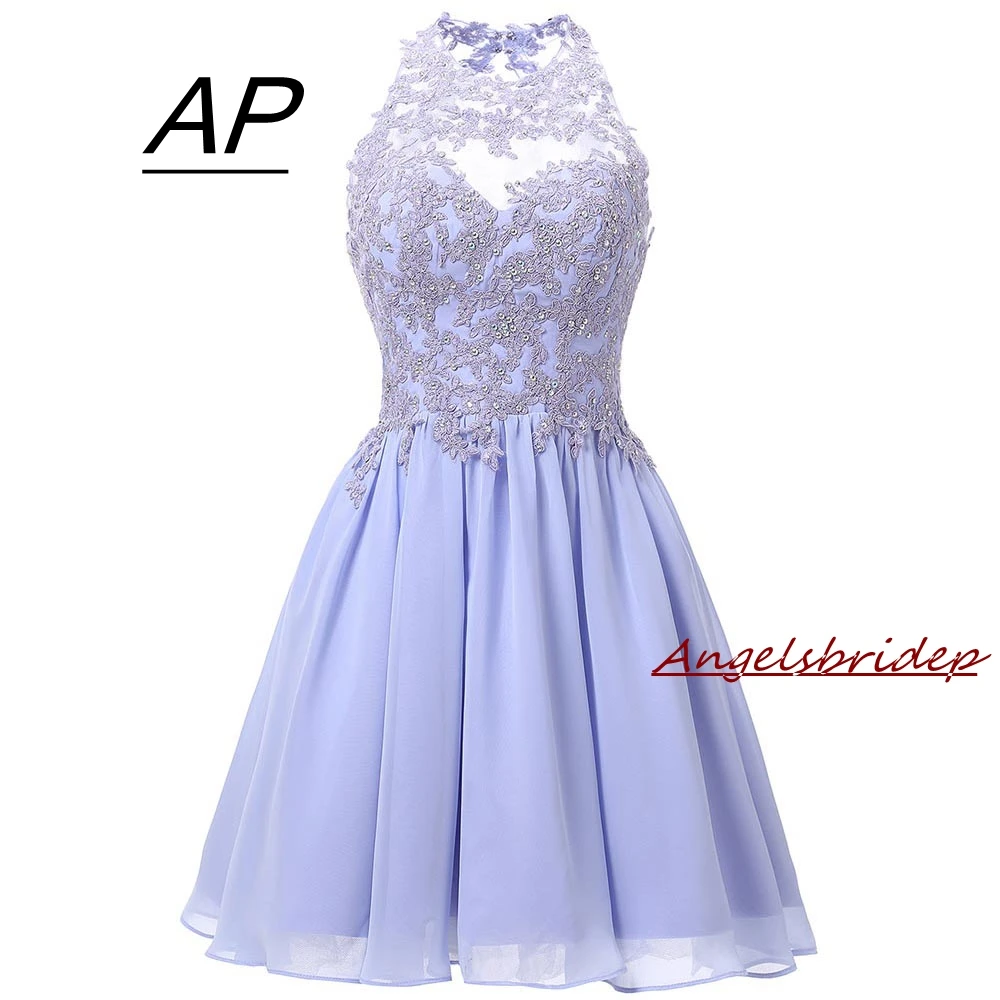 

ANGELSBRIDEP Short Lavender Homecoming Dresses 2019 Mini Crystals Homecoming Dress Open Back Homecoming Gowns Graduation Dresses