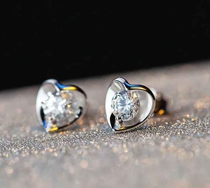 Новейшие Серебрянные цветные маленькое сердце любви серьги гвоздики для детей, прозрачные AAA CZ женские Brincos для женщин ювелирные украшения для девочек