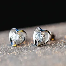Новейшие Серебрянные цветные маленькое сердце любви серьги гвоздики для детей, прозрачные AAA CZ женские Brincos для женщин ювелирные украшения для девочек