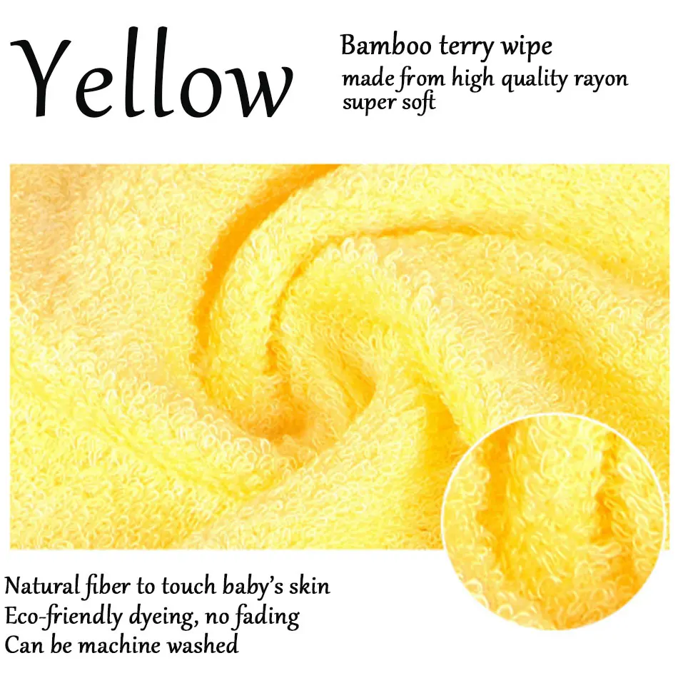 8 шт./партия) HappyFlute 25*25 см Бамбуковые махровые полотенца, высококачественное искусственное волокно супер мягкое, многоразовое детское полотенце - Цвет: yellow