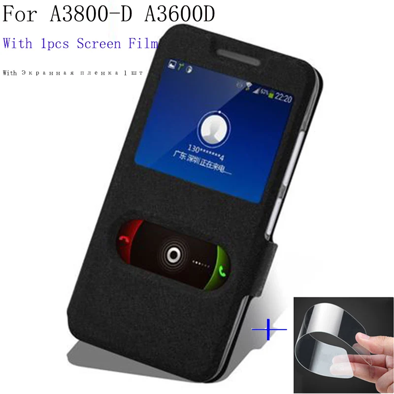 2 шт. Роскошный чехол для телефона lenovo A3800D A3600D окном view Искусственная кожа A3800 D