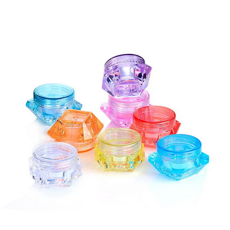 3g فارغة ألماس لامع تصميم التجميل تخزين جرة وعاء ظلال ماكياج كريم وجه الشفاه علبة بلسم مربع المحمولة كريم مربع