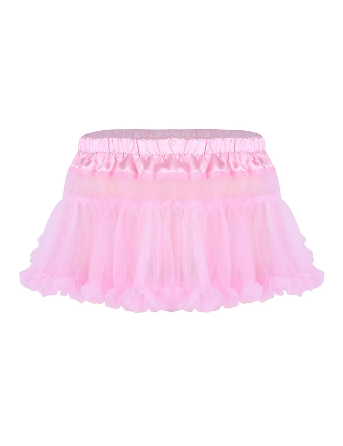 Сексуальная мужская атласная юбка с эластичным поясом и оборками из Мягкого Тюля, многослойная Короткая мини-юбка-пачка, экзотическая юбка