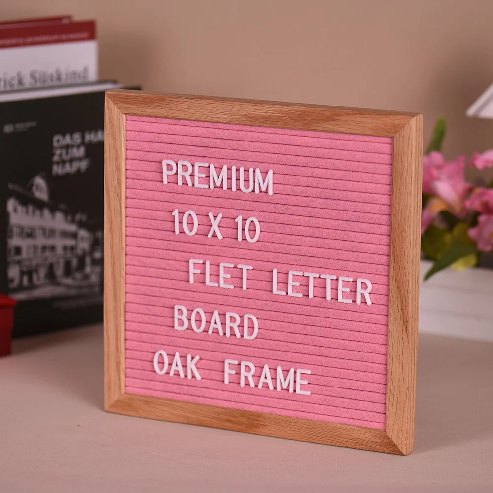 10" * 10" Felt Letter Board Sign Message Home Decor Board Oak Frame