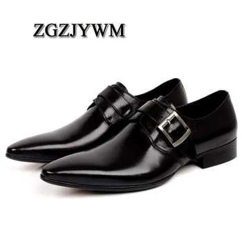 

ZGZJYWM New Men's Male Black/Red Business Formal Slip-On Pointed Toe Oxfords Genuine Leather Wedding Mens Office Business Shoes