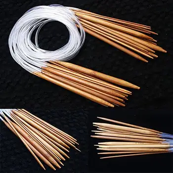 

1Set/18Sizes 40/60/80/100/120cm White Tube Circular Carbonized Bamboo Knitting Needle Set Hand Sewing Tool Crochet Hooks