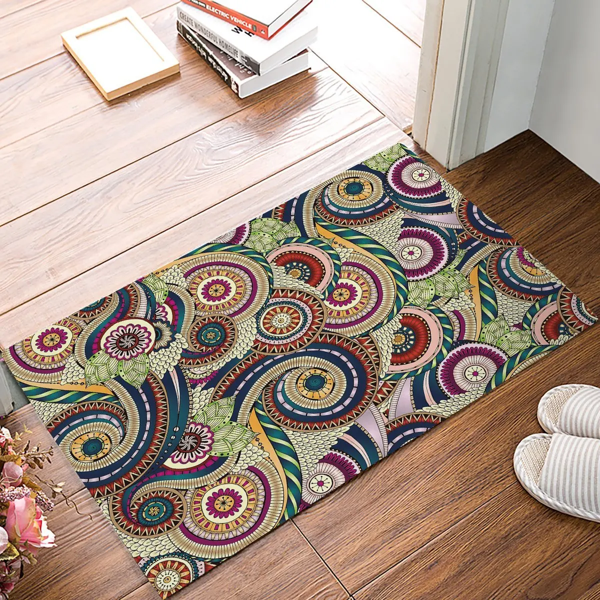 Vintage Paisley Flower Pattern Door Mats Kitchen Floor ...