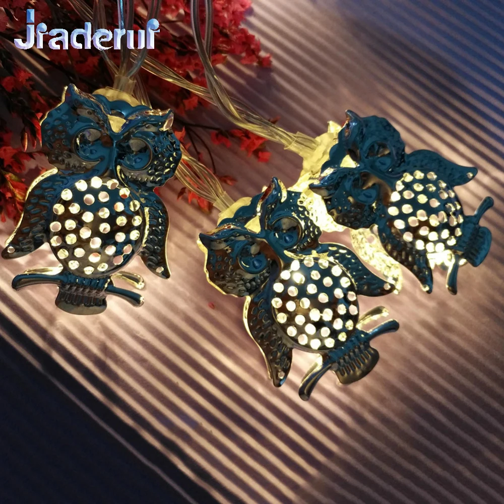 

10LED 20LED Christmas Tree Decor Lights Iron Owl Shape String Fairy Lights Wedding Party Home Decor Garland Lamp Battery Powered
