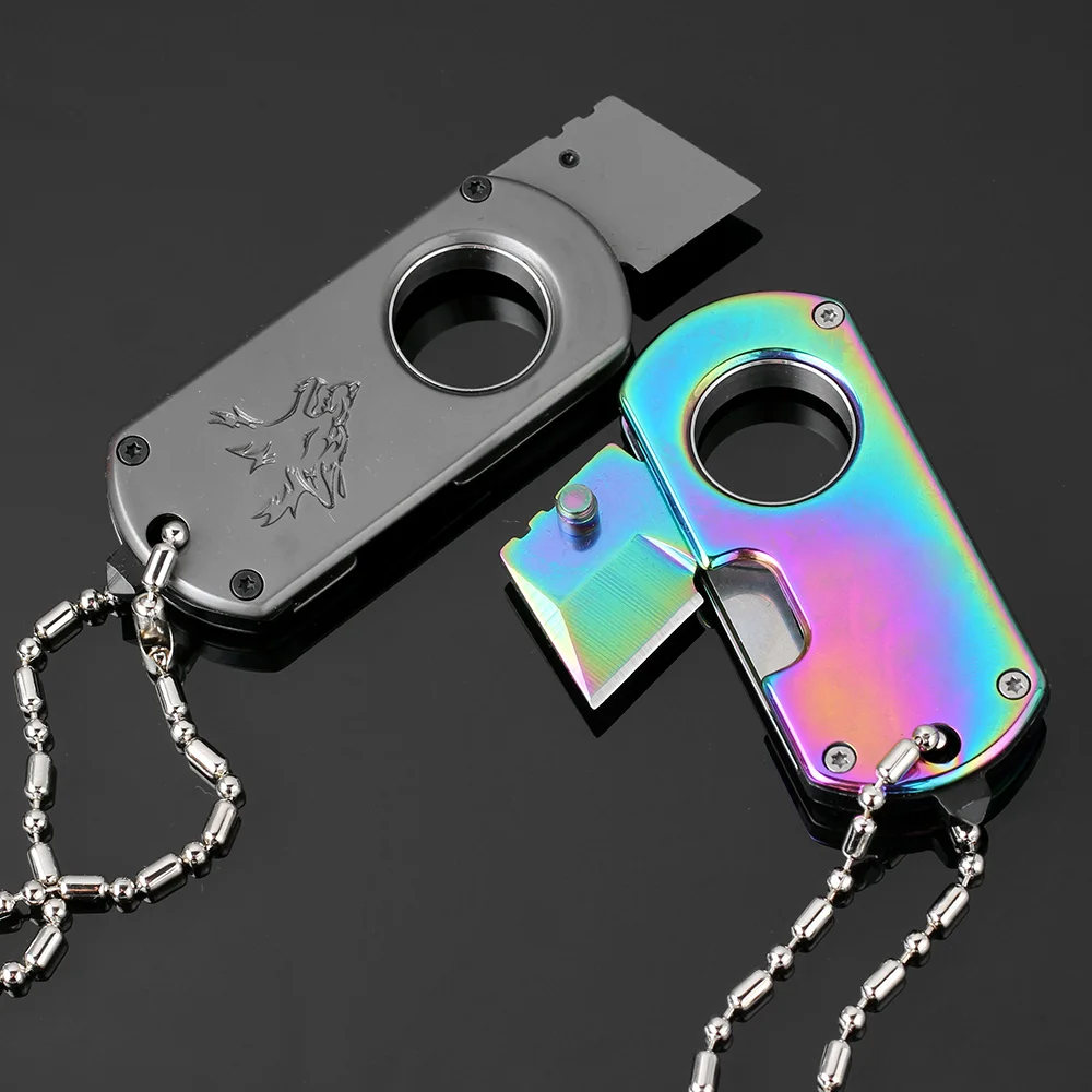 KKWOLF мини ожерелье нож цвет/серый титановое кольцо шеи Ножи кемпинг самообороны тактический Карманный выживания EDC нож инструмент ЧПУ