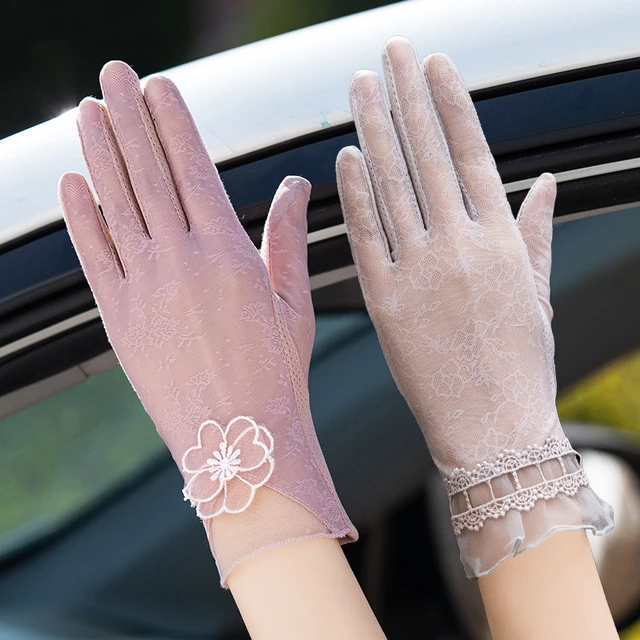 Sexy Summer Women UV Sunscreen Short Sun Female Gloves Fashion Ice Silk  Lace Driving Of Thin Touch Screen Lady Gloves 03k