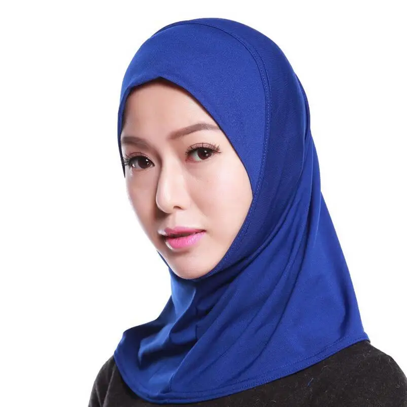 DJGRSTER, новинка, Летний стиль, модный исламский тюрбан, головной убор, хиджаб, полное покрытие, внутренняя мусульманская хлопковая кепка хиджаб - Цвет: Dark Blue