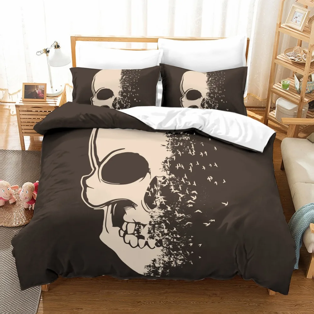 

Bedding 2 or 3 Pieces Set Twin/Queen/King Size Skull Graphic Duvet Cover Pillowcase Unfading Stain Resistant Machine Washable