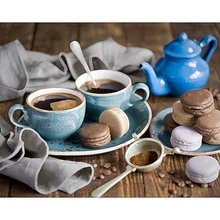 Послеобеденный чай кофе торт без рамы ручная роспись по номерам картина маслом 40*50 см