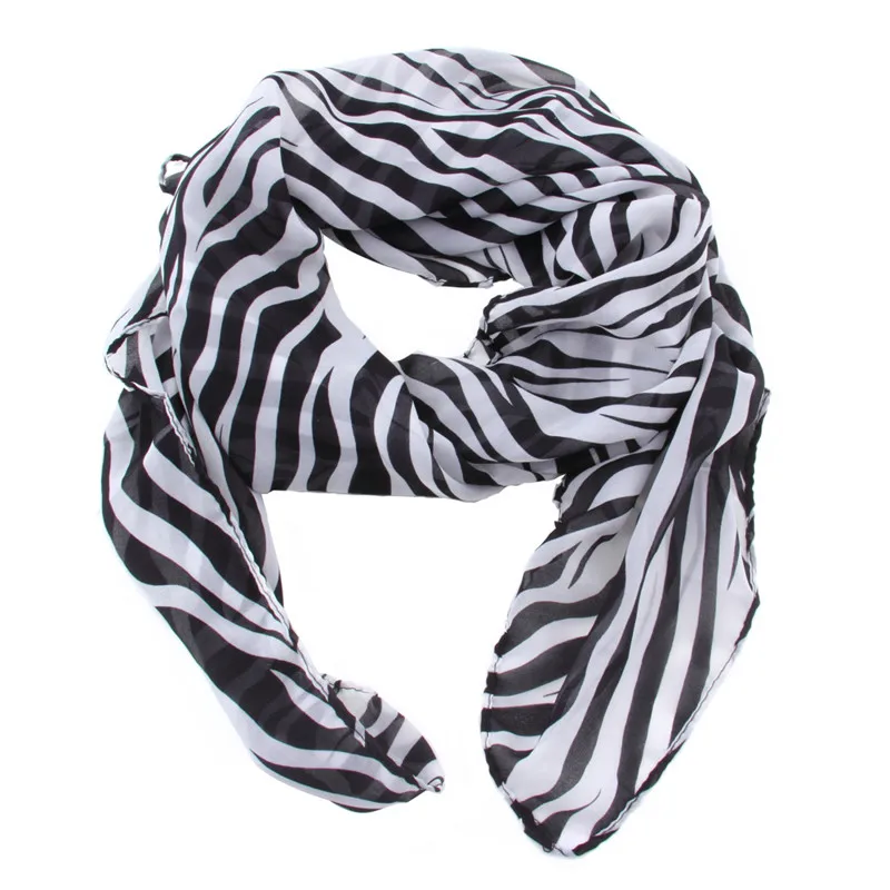 Женский длинный шифоновый шарф с принтом зебры, шелковый шарф, шаль для зимы, модные шарфы, аксессуары для одежды