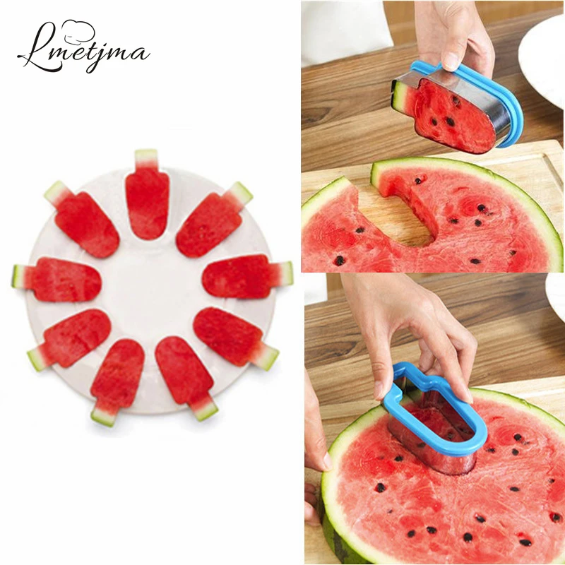 

LMETJMA DIY Watermelon Popsicle Model Stainless Steel Watermelon Slicer Melon Cutter Kids Hand Craft Manual Model Ice Maker