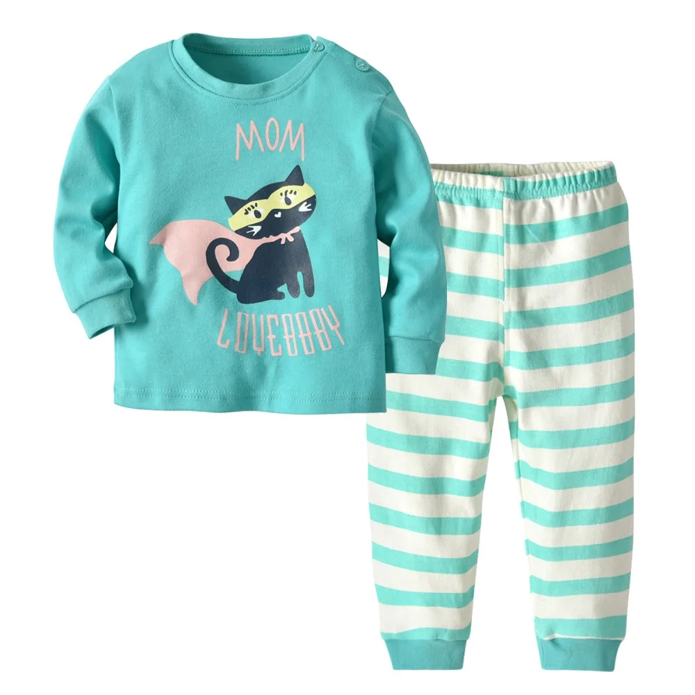 

Toddler Christmas Pajamas Sets 2019 New Cotton Soft Cute Print Cartoon Pizama for Infant Girls Boys Baby Pyjamas Costume 1-4 Y