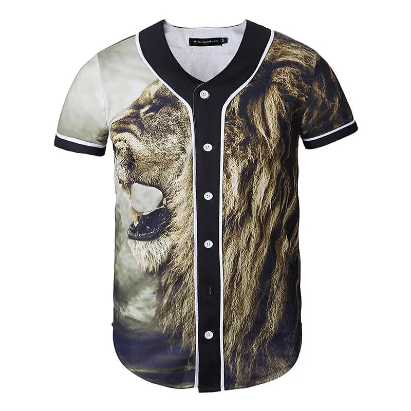 

New Men Women 3D Baseball Shirts Casual Short Sleeve Print Button Down Clothes Fashion Hip Hop Baseball Jersey Plus size M-XXXL
