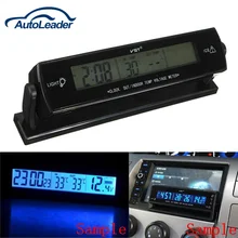 12V Auto Voltage Digital Monitor Battery Alarm Clock LCD Temperature Thermometer