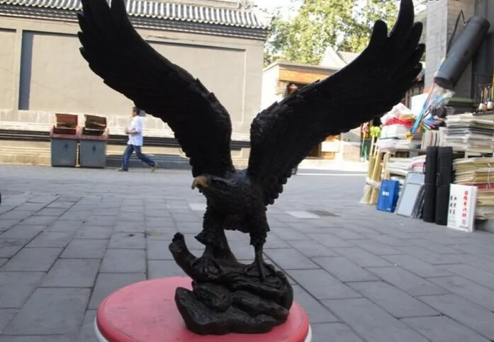 

150624 S2143 Chinese Made Pure Bronze Copper Fly Wing Eagle lanneret hawk Statue discount 30% (C0324)