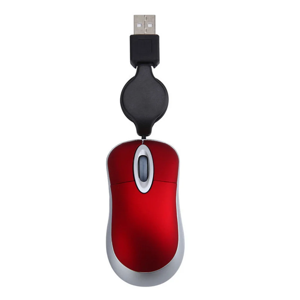 Милая Проводная мини-мышь, Выдвижной USB кабель, эргономичная офисная компьютерная мышь для ноутбука, игровая мышь