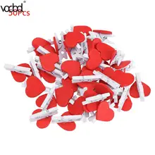 50 шт./упак. мини с принтом «сердце», «любовь деревянная вешалка для одежды Фотобумага Пег контактный прищепка ремесло Почтовые открытки зажимы дома свадебные подарки Декор поставки