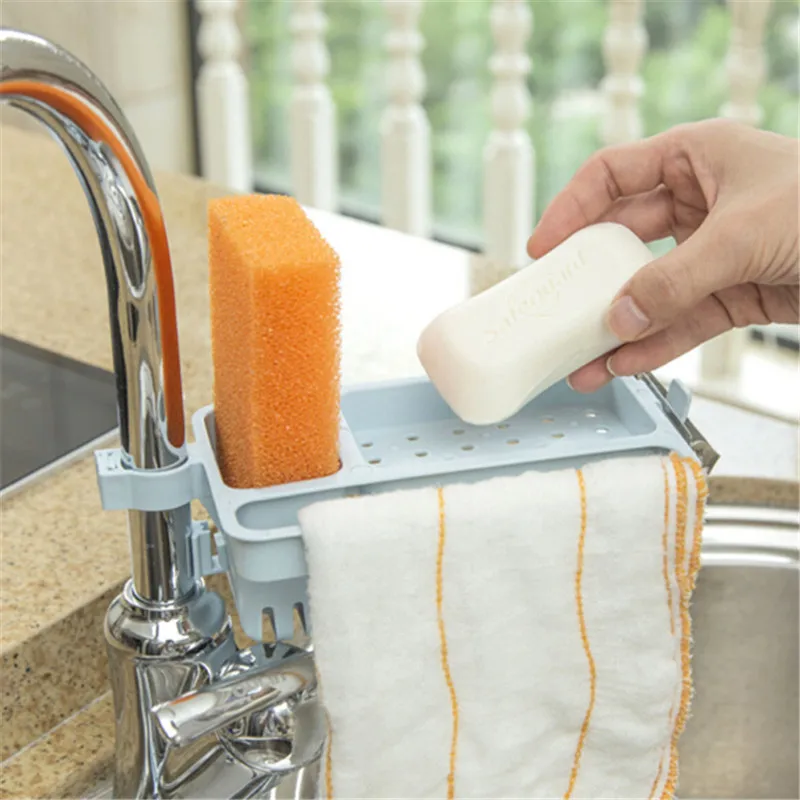 

1 Pcs Basket Soap Sponge Sink Holder Wash Cloth Drain Rack Kitchen Hanging Storage Shelf Kitchen Tools accessories