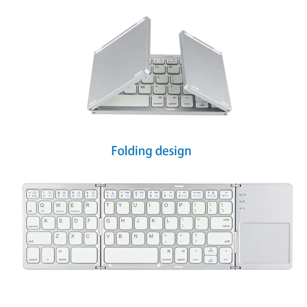 

Foldable Bluetooth Keyboard Pocket Size Portable with Touchpad Rechargable Li-ion Battery for iOS Android Windows PC Tablet
