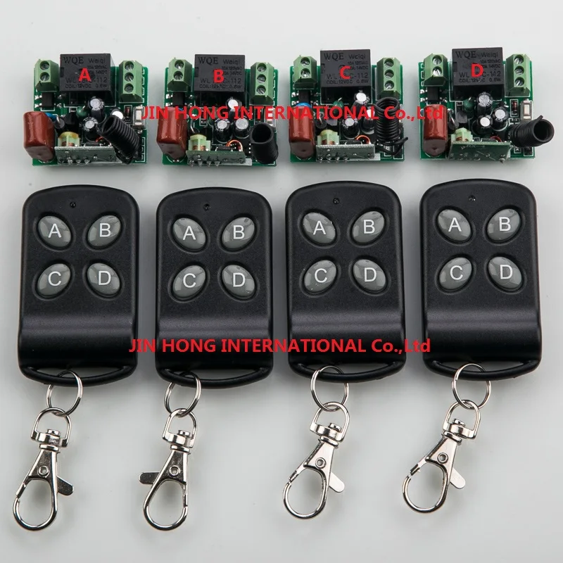 

AC220V 1CH Wireless Remote Control System teleswitch 4 transmitter & receiver universal gate remote control practical and simple
