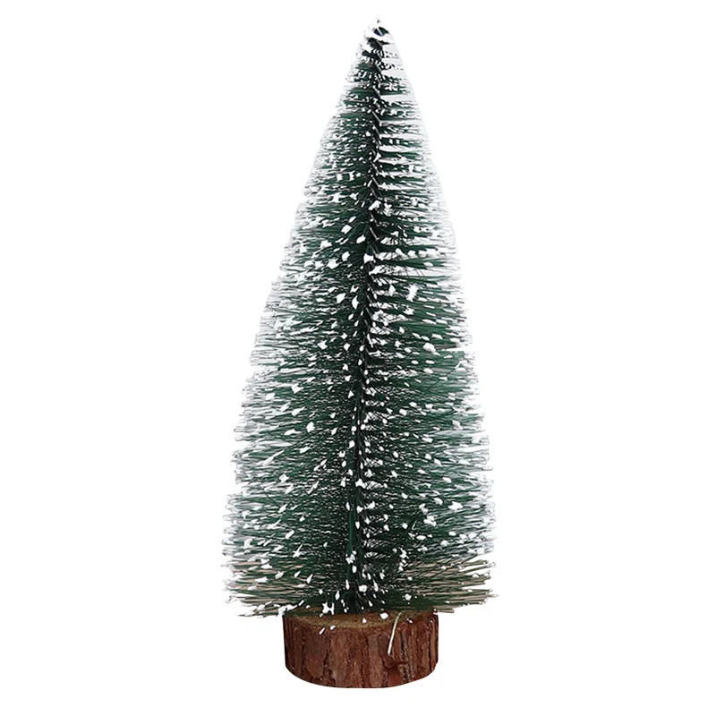 Mini Frosted Tabletop Christmas Pine Tree with Wood Base Christmas Home