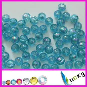 

1kg 4mm aquamarine ab color Round Acrylic beads colorful ab effect transparent Beads with two holes for Chunky Necklace